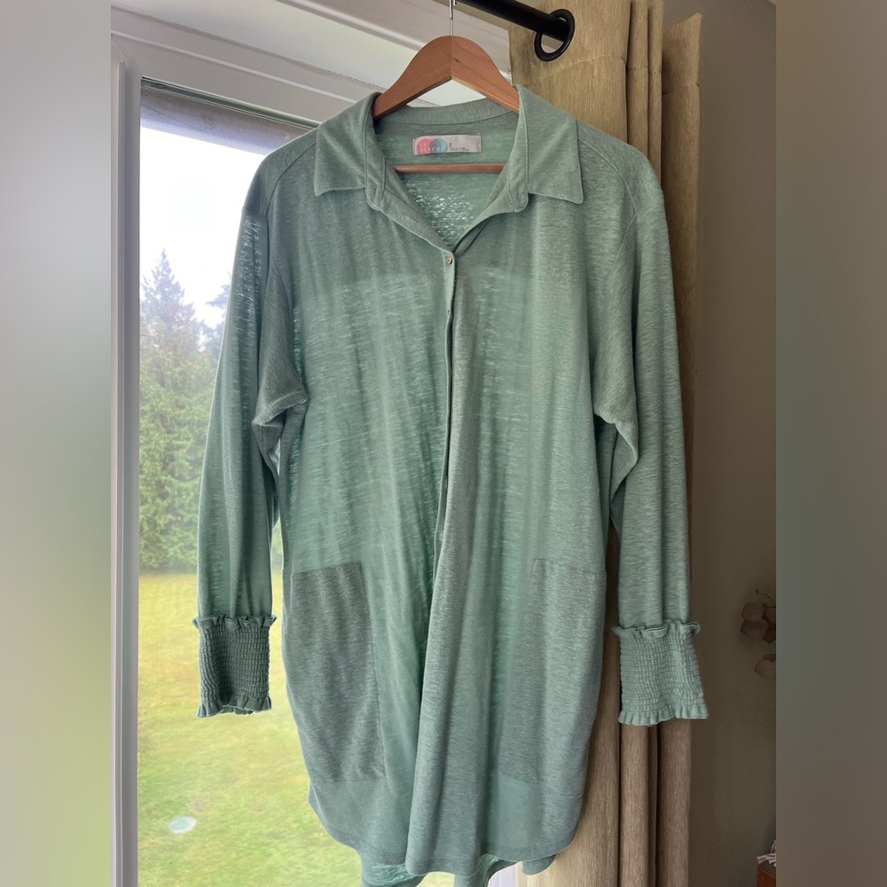 Free People Mint Green Lightweight Tunic Shirt